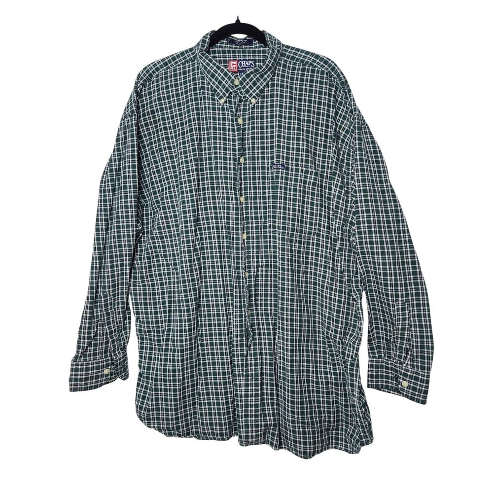 Chaps Ralph Lauren Size XXL Button-Down Shirt Men’s Green Plaid